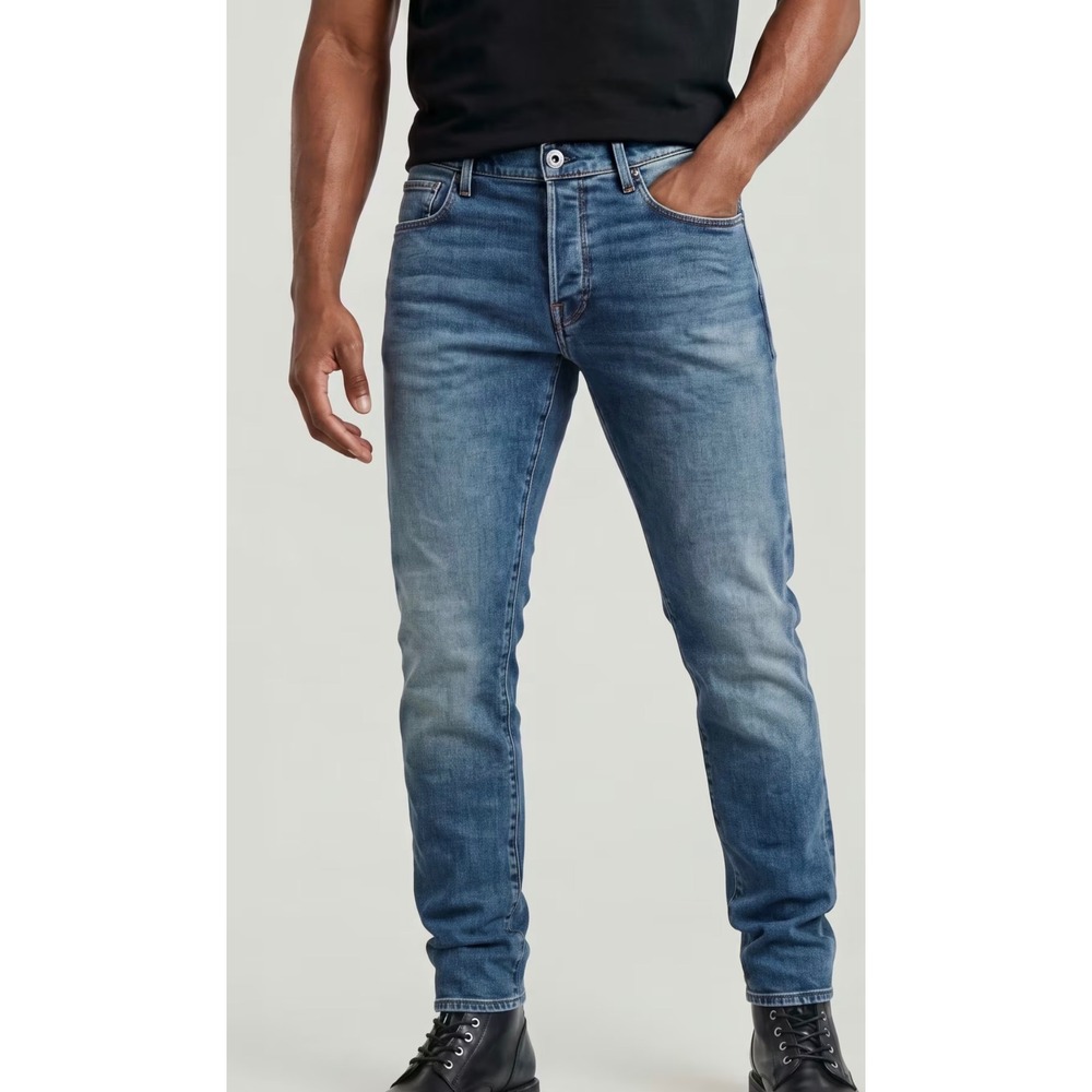 G-Star RAW 3301 Slim Jeans Medium Wash Button Fly Men's 34x32